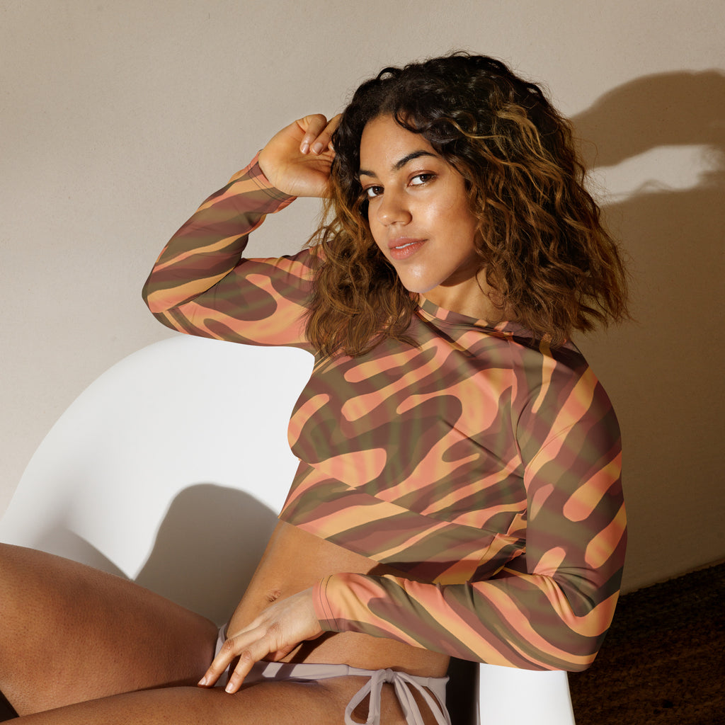 Zebra Crop Top Long Sleeve Front