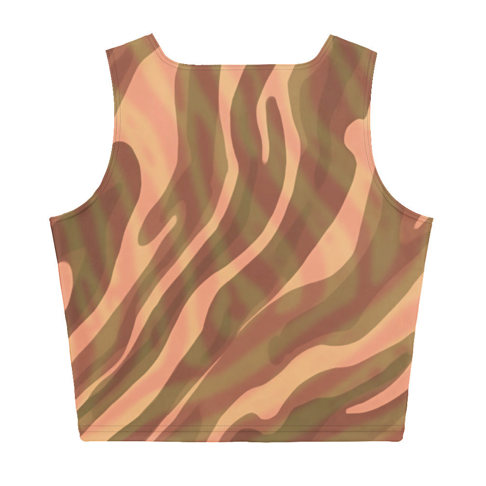 Brown Zebra Print Crop Top Sleeveless Activewear Women's Utah Brand