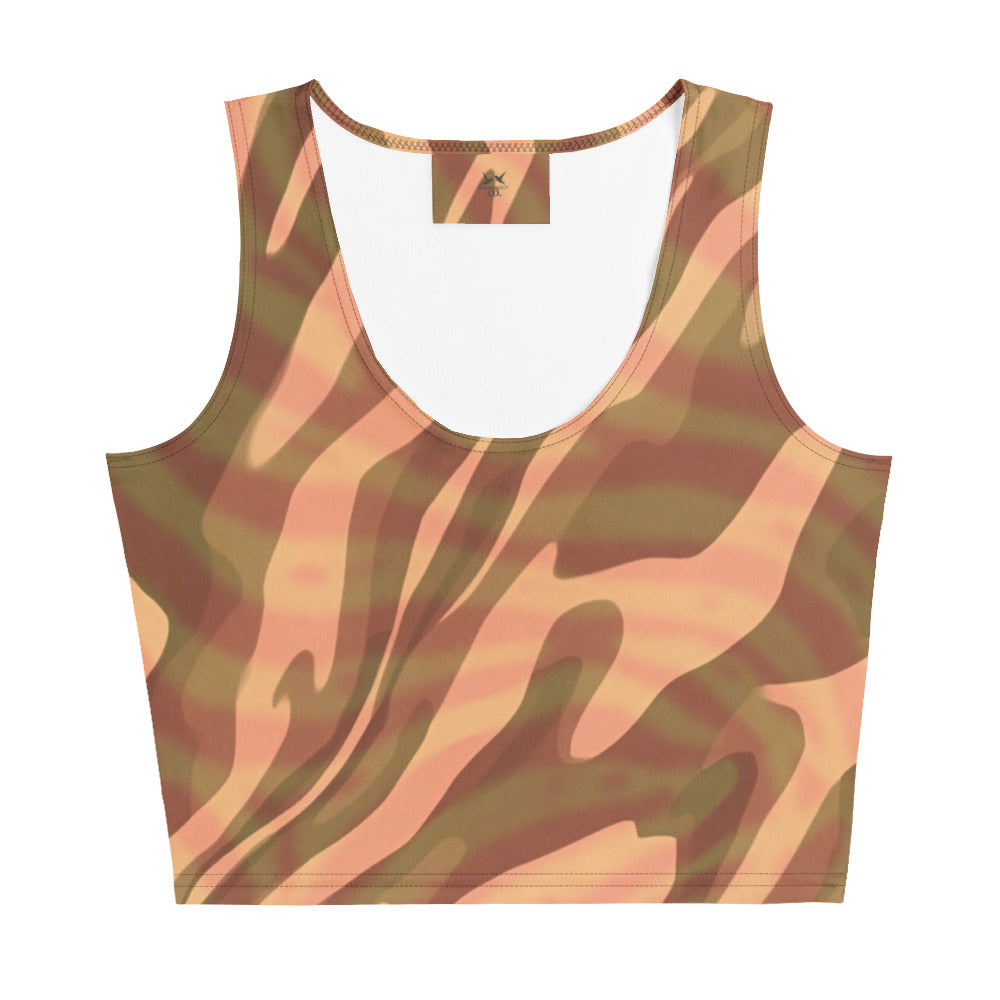 Brown Zebra Print Crop Top Sleeveless Front Activewear Women's 
