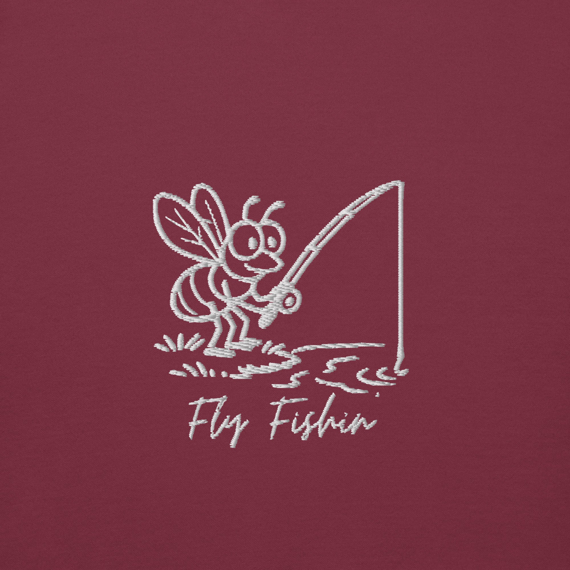 Fly Fishing Embroidery Front Maroon