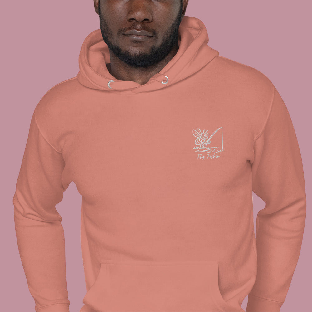 Fly Fishing Hoodie Front Pink