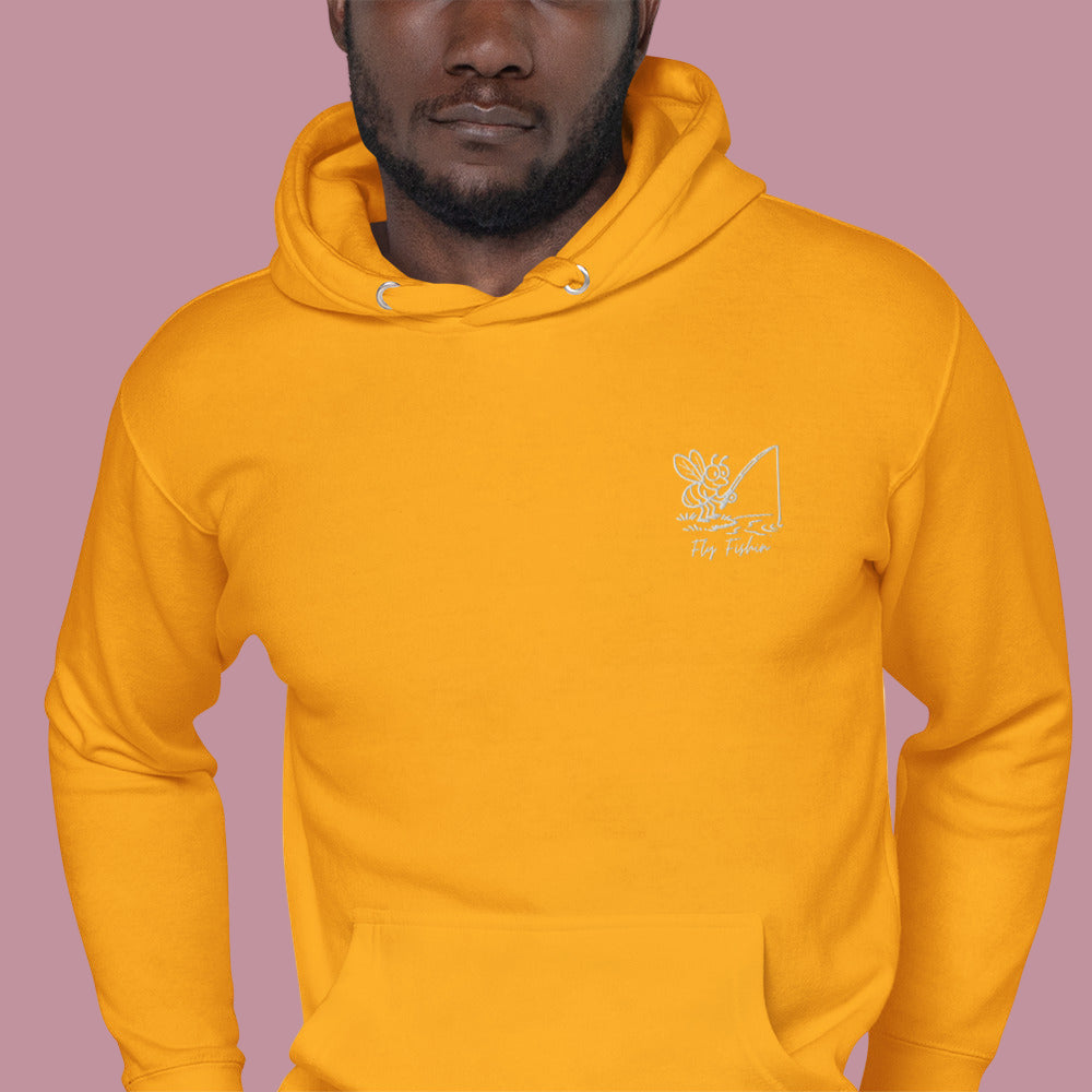 Fly Fishing Hoodie Yellow Front