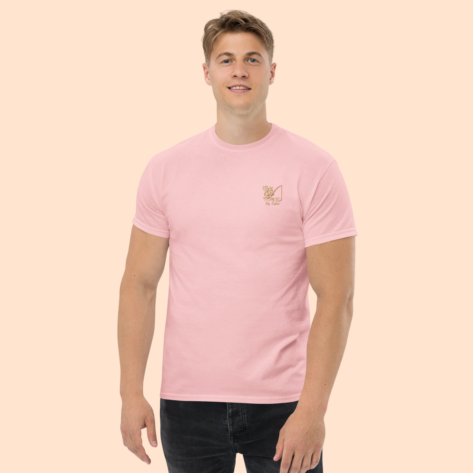 Fly Fishing T-Shirt Pink Front