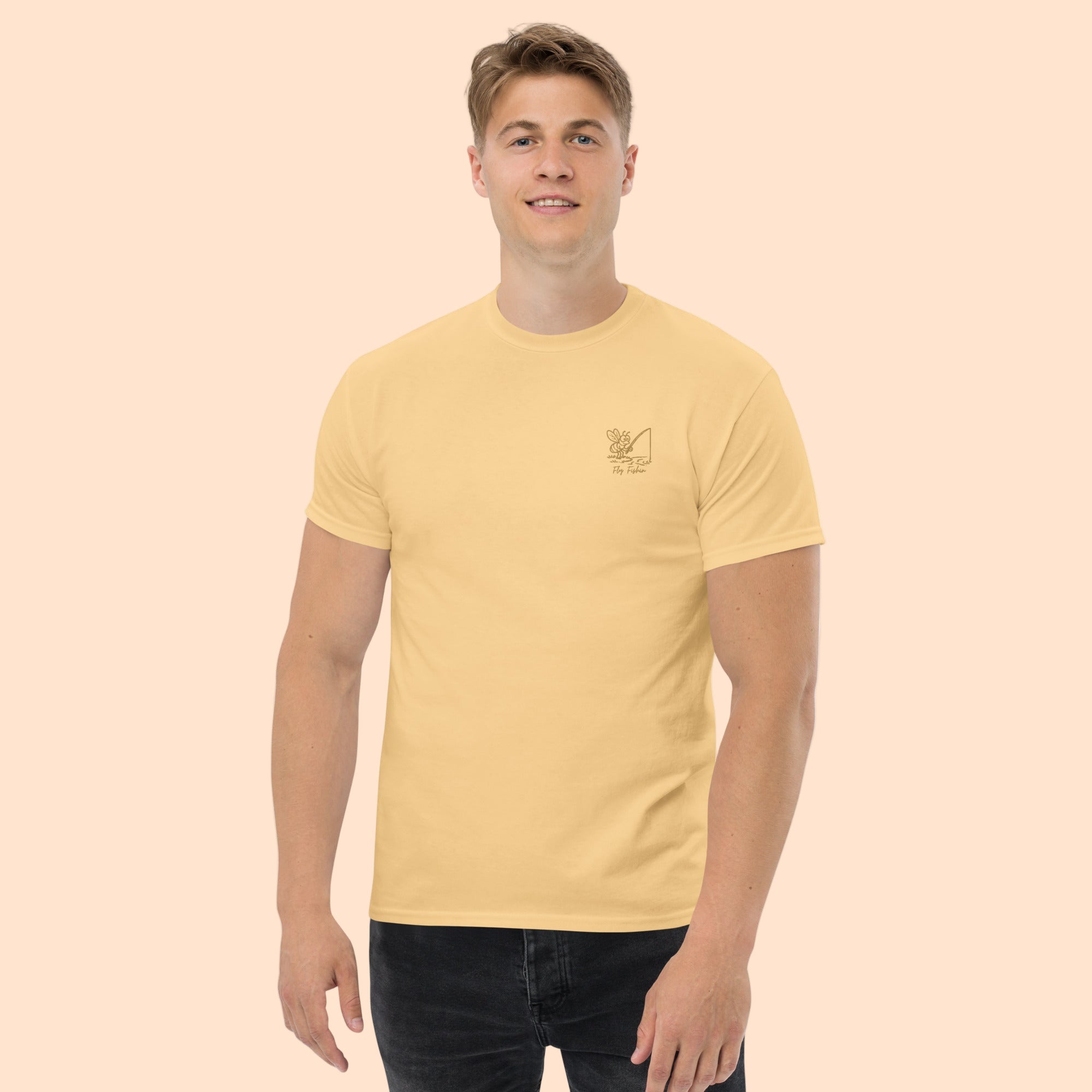 Fly Fishing T Shirt Front Yellow