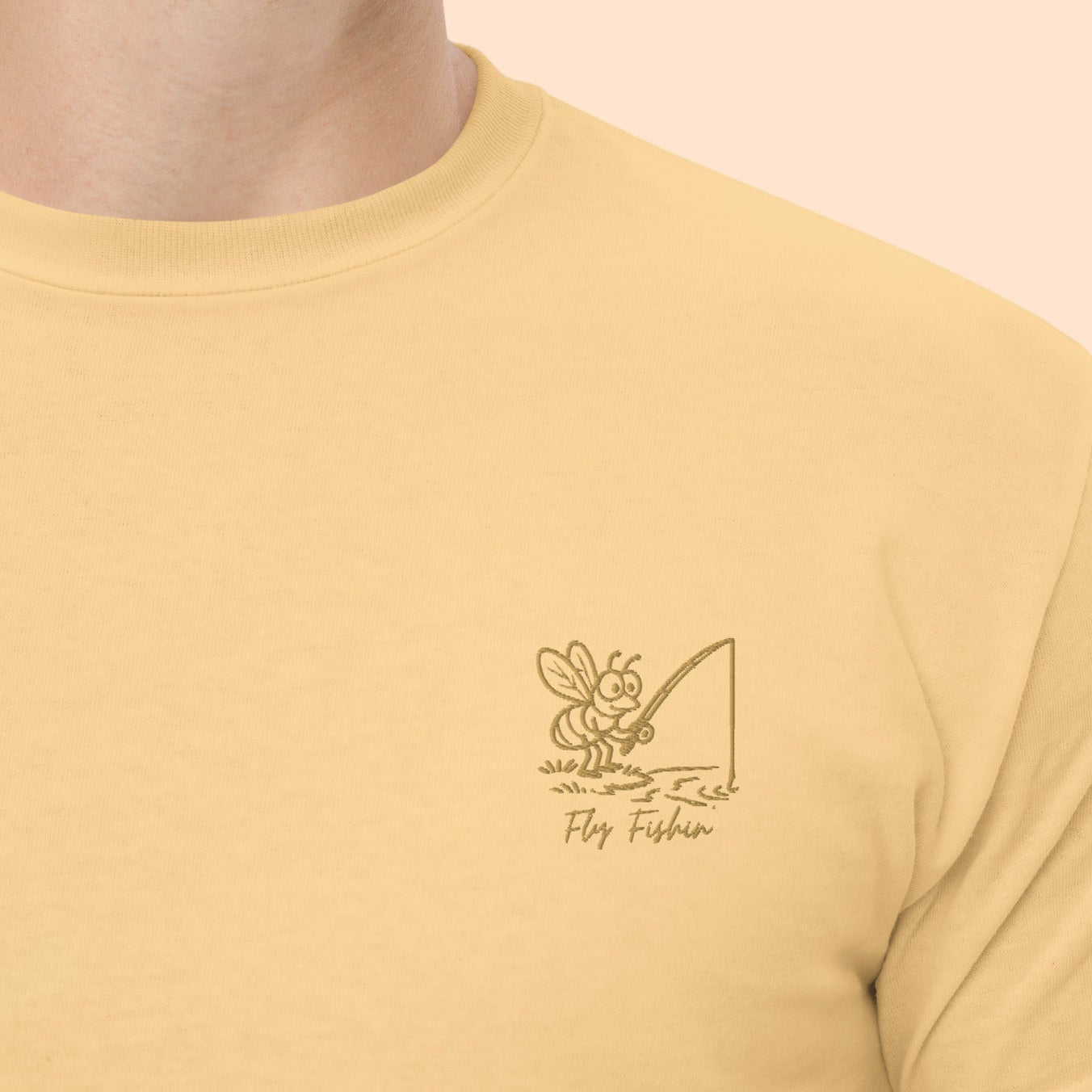 Fly Fishing T-Shirt Embroidery Zoomed In Front