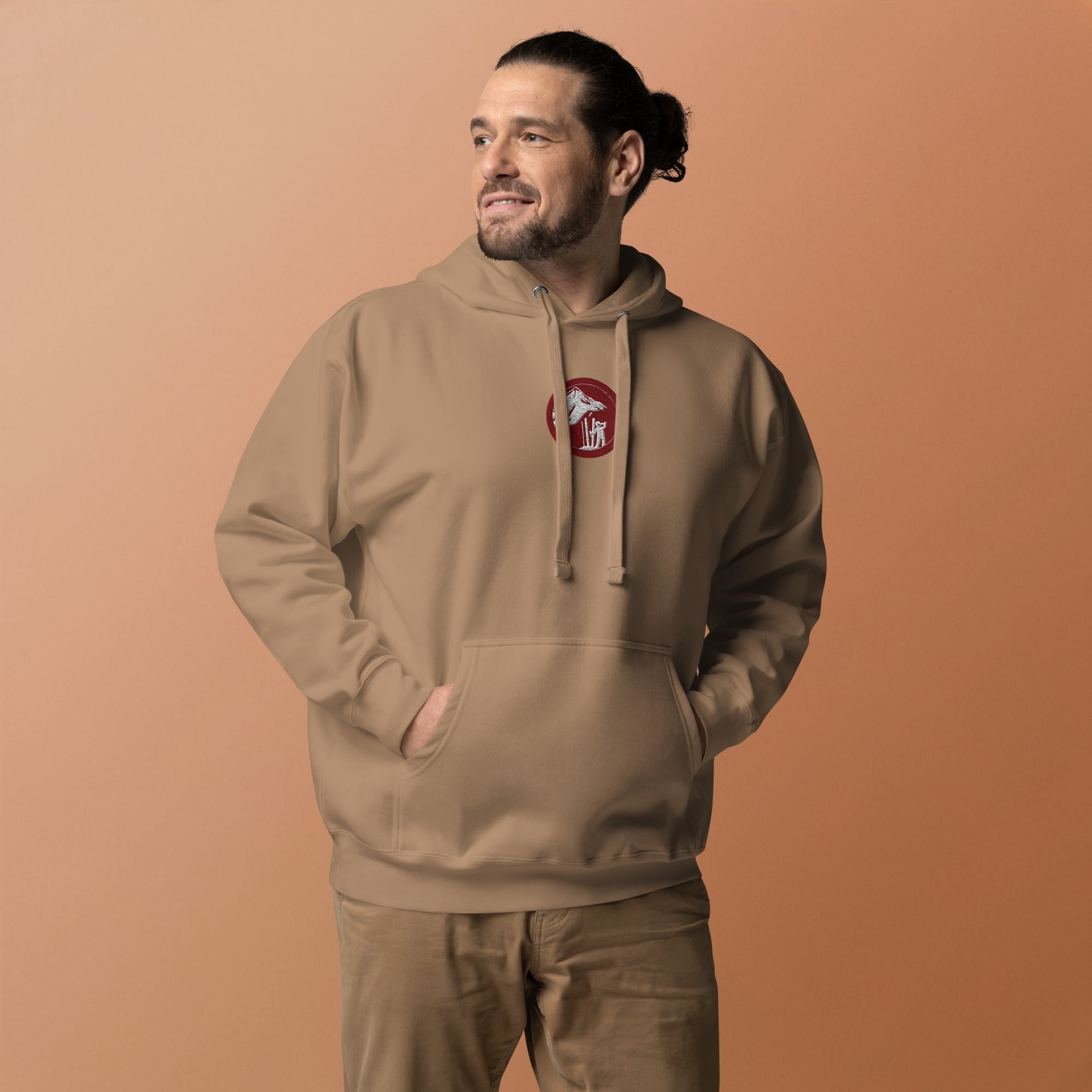 Skier Drinking Beer Hoodie Beige Front