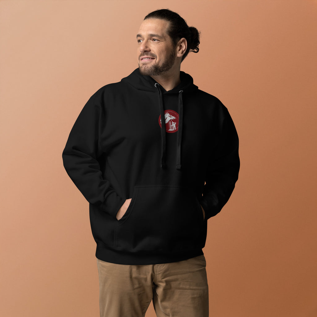 Skier Drinking Beer Hoodie Black Front