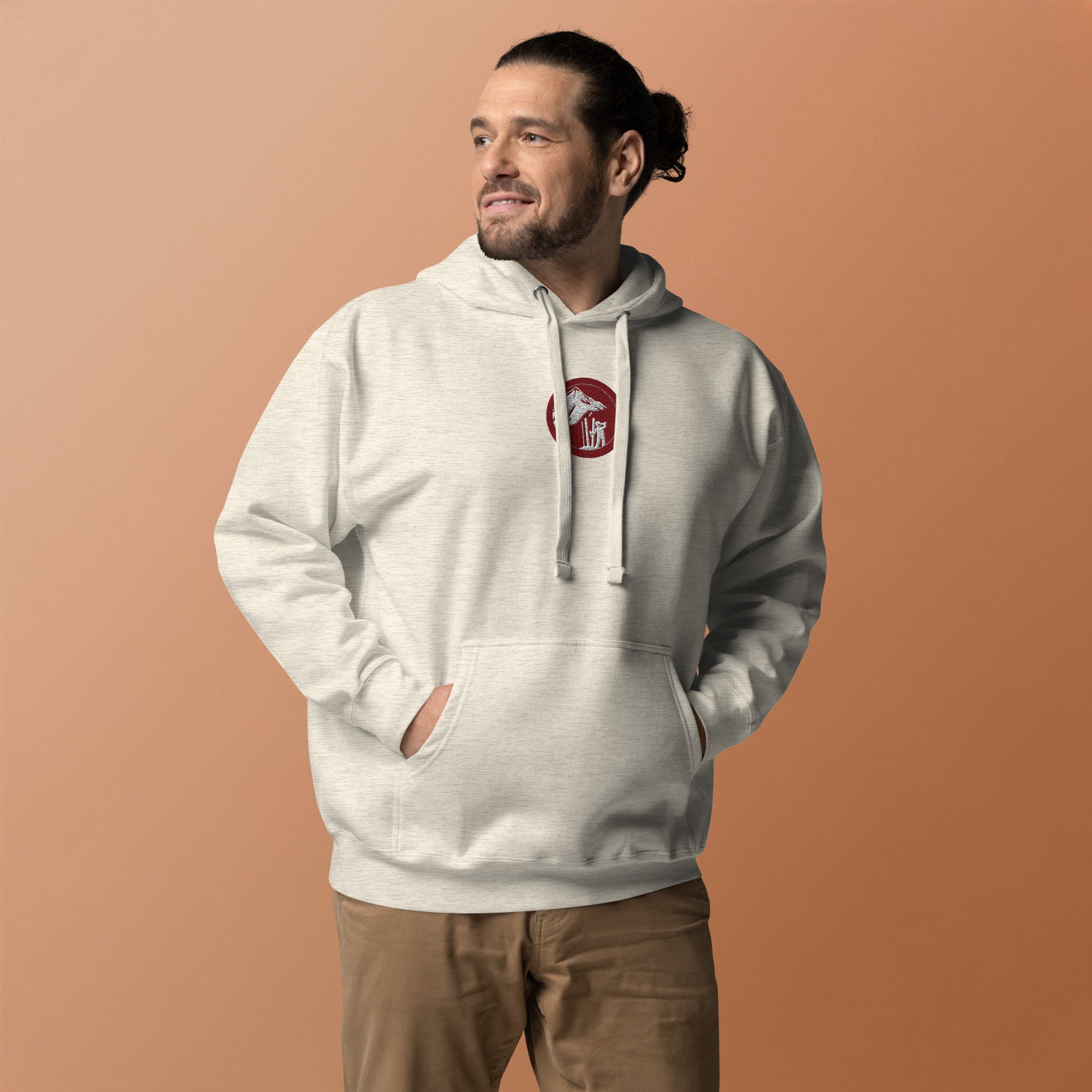 Skier Drinking Beer Hoodie Light Grey
