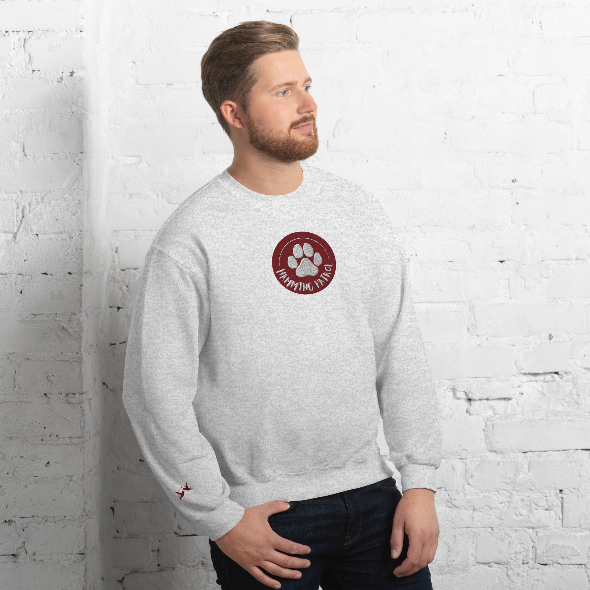 Paw Print Men's Crewneck Grey Front