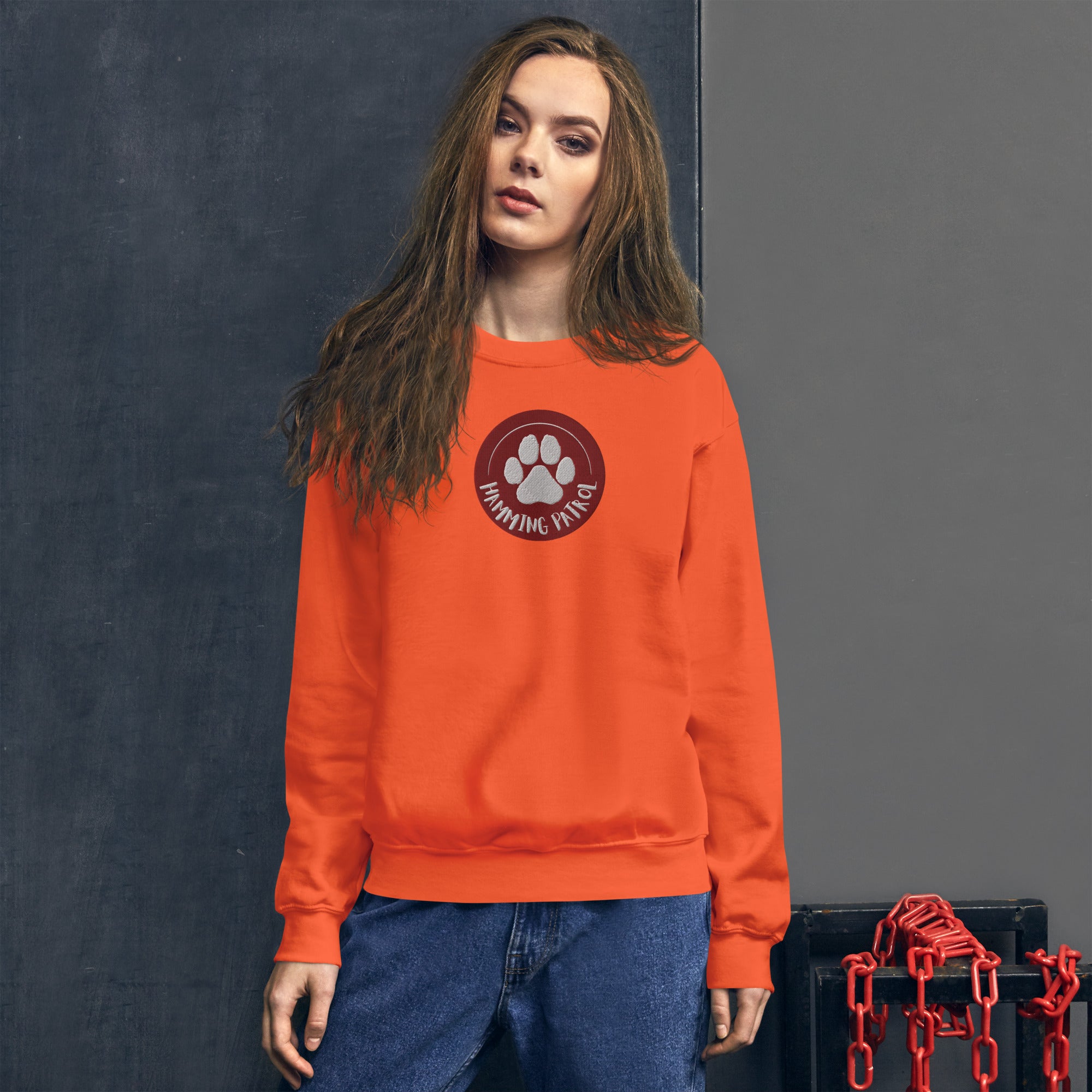 Paw Print Crewneck Orange Front